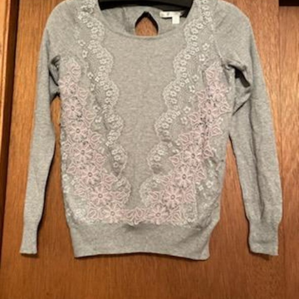 Gray lace Lauren Conrad pullover sweater